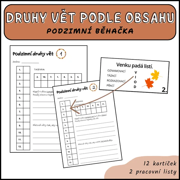 Podzimní určování druhů vět podle obsahu - běhací hra 1