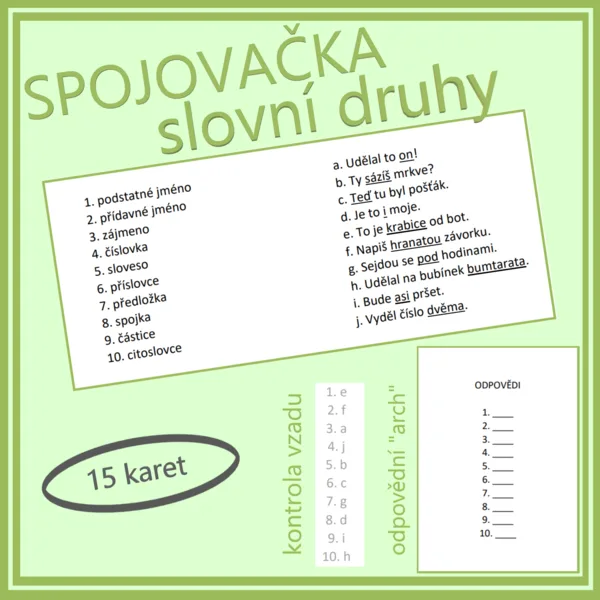 Slovní druhy - spojovačka 1
