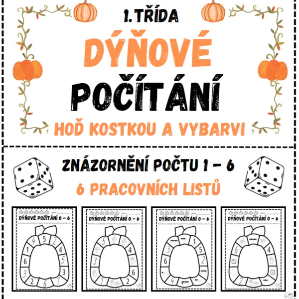 Dýňové počítání - hoď kostkou a vybarvi 1