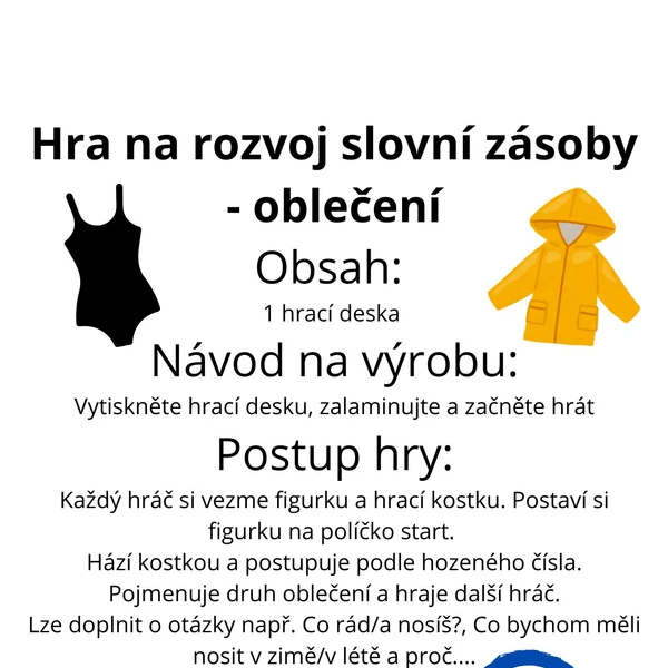 Hra na rozvoj slovní zásoby - oblečení 1