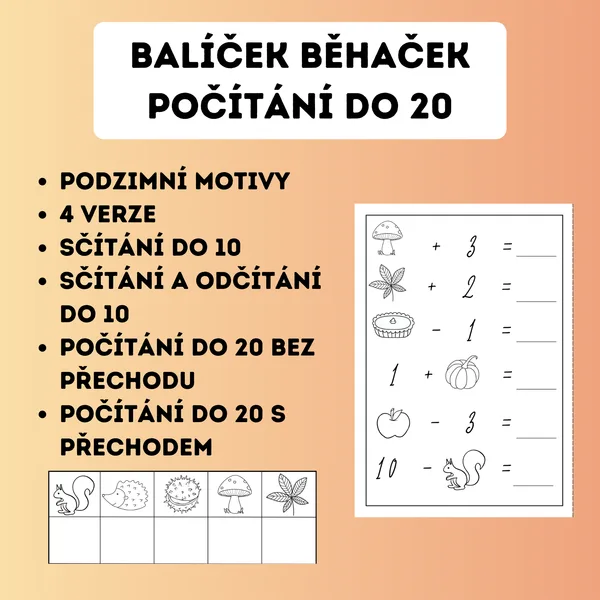 Balíček běhaček - počítání do 10, 20 1