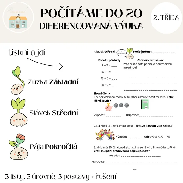 Diferencovaná výuka - sčítání a odčítání do 20 1