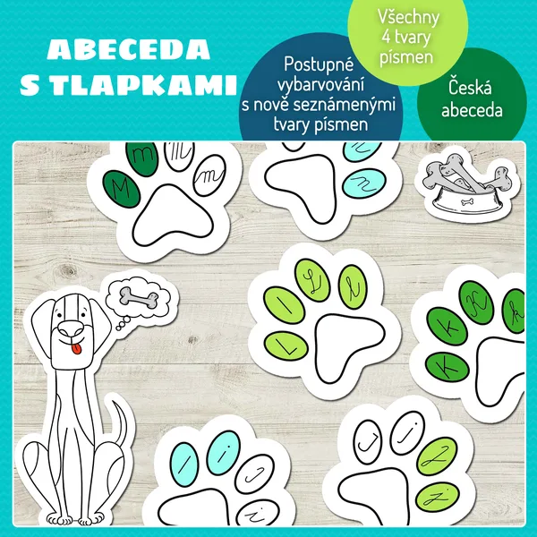 Aktivní výzdoba - Abeceda s tlapkami 1