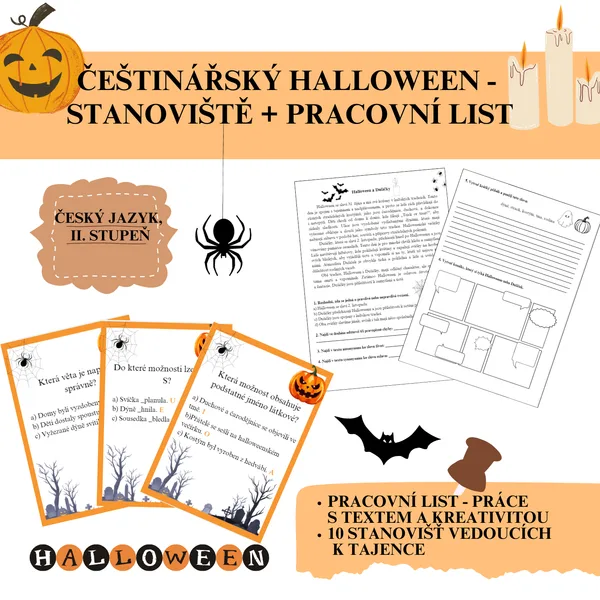 Češtinářský Halloween- stanoviště + pracovní list 1