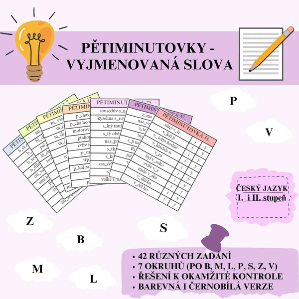 Pětiminutovky - vyjmenovaná slova 1