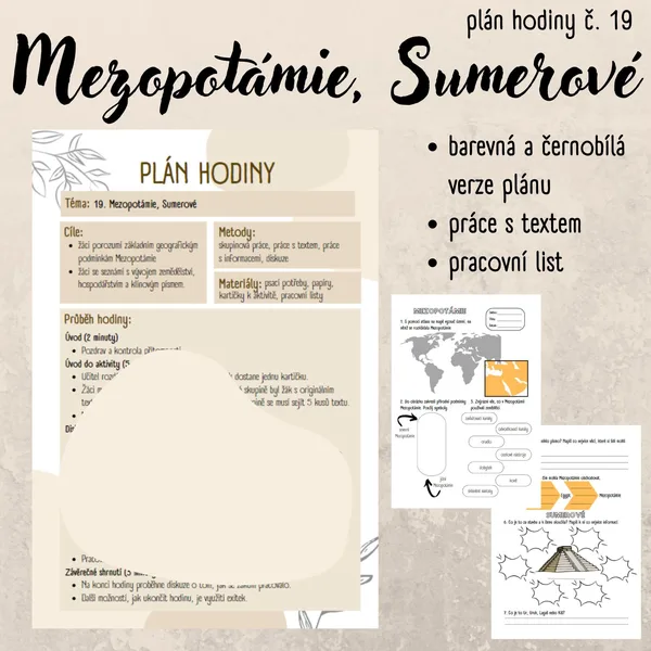 Plán hodiny (19) - 6. třída - Mezopotámie, Sumerové 1