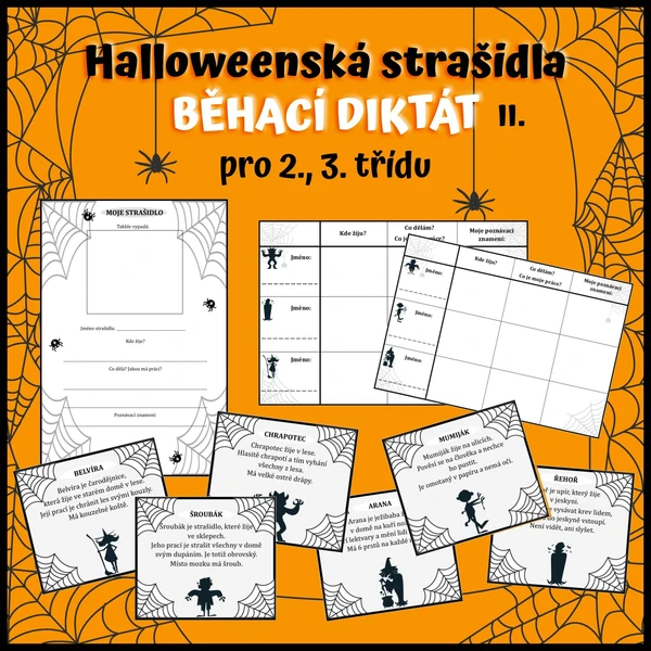 Halloweenská strašidla - běhací diktát 1