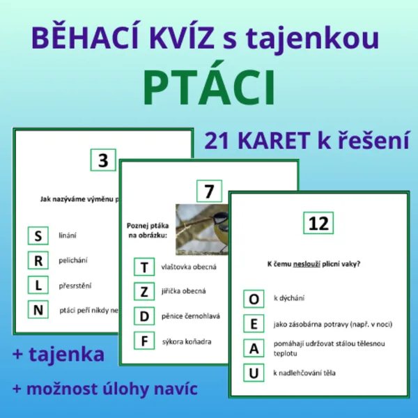 BĚHACÍ KVÍZ s tajenkou – PTÁCI 1