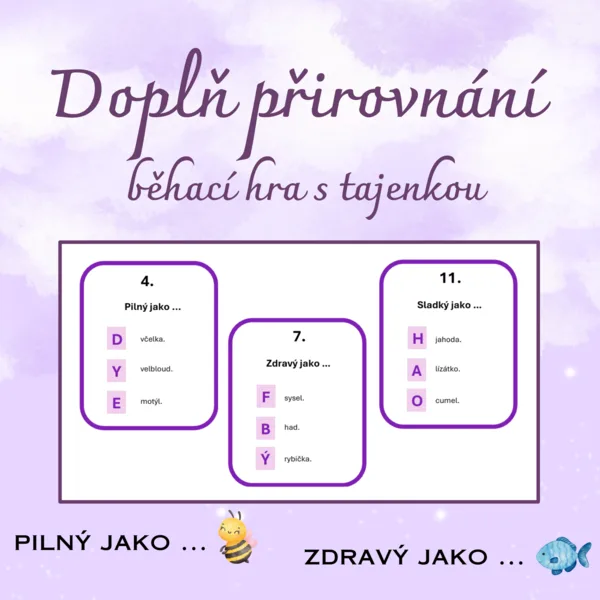 Doplň přirovnání - běhací hra s tajenkou 1
