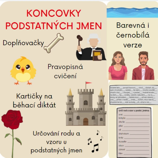 Koncovky podstatných jmen 1