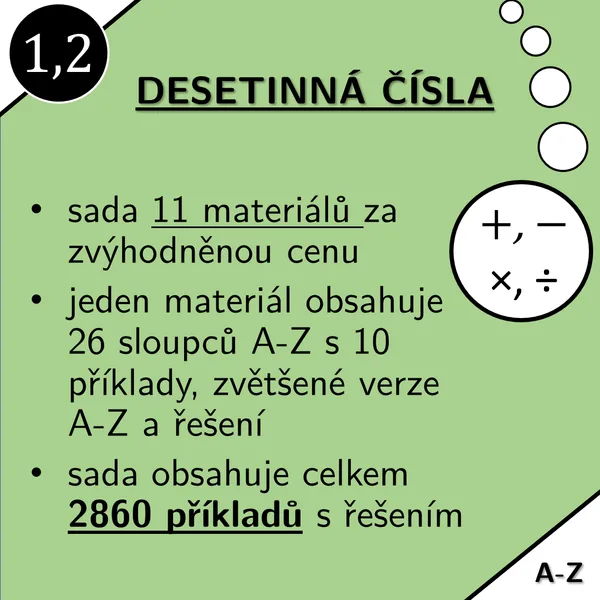 Desetinná čísla | matematika | zvýhodněná sada 1