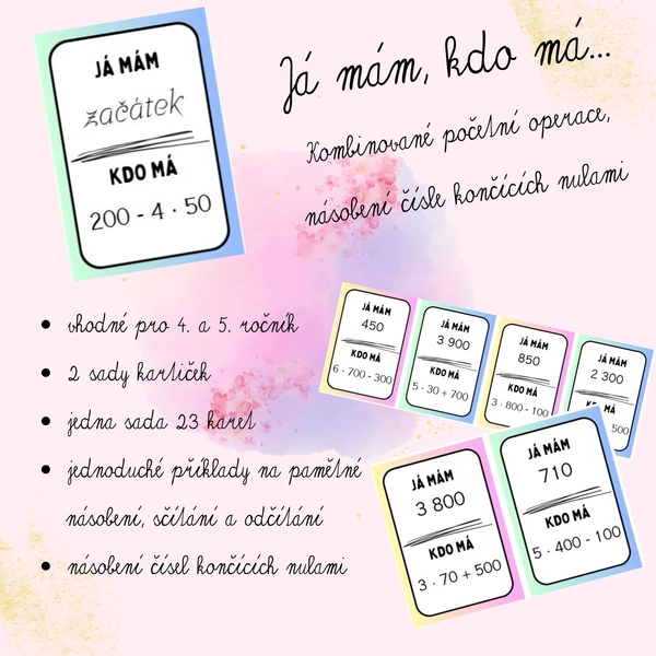 Já mám, kdo má...Kombinované početní operace, násobení čísel končících nulami 1