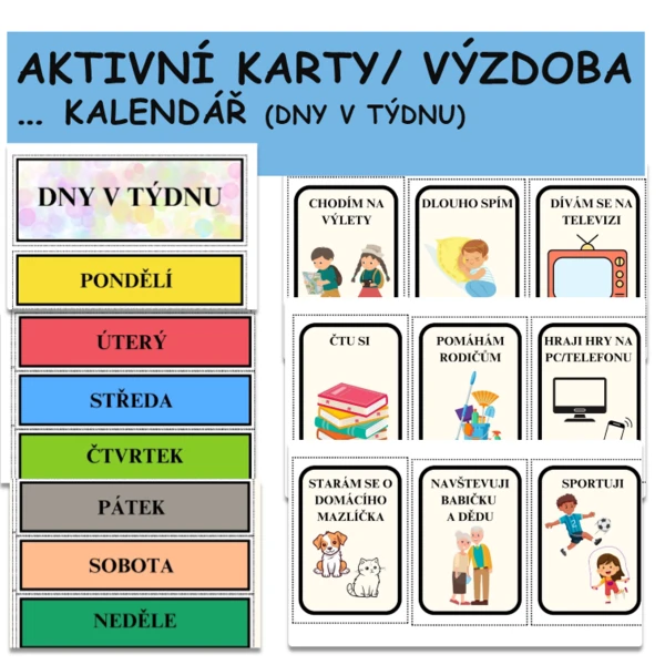 AKTIVNÍ KARTY/VÝZDOBA - KALENDÁŘ (DNY V TÝDNU) 1