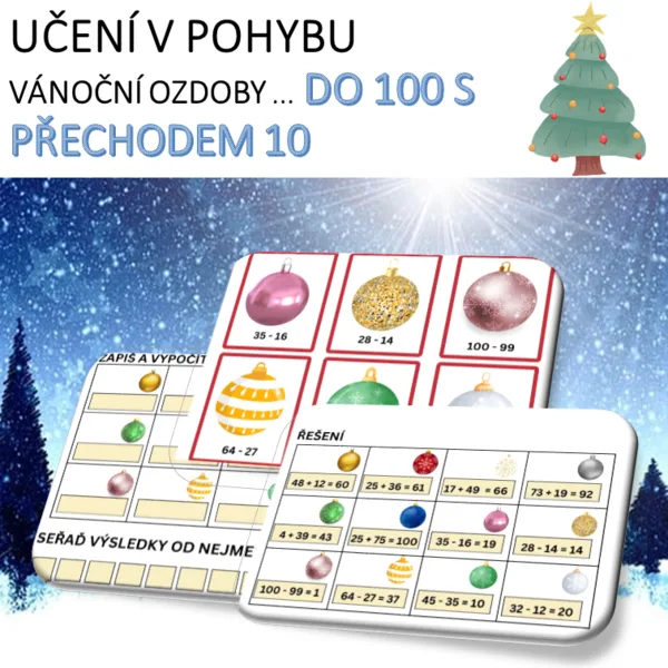 VÁNOČNÍ OZDOBY - UČENÍ V POHYBU (DO 100 S PŘECHODEM 10) 1