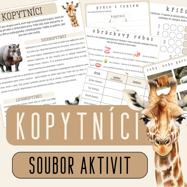 Kopytníci - PRÁCE S TEXTEM, KŘÍŽOVKA, OBRÁZKOVÝ RÉBUS, FOTOGRAFIE 1