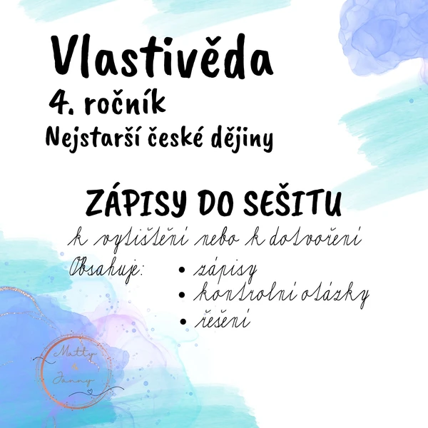 Nejstarší české dějiny - vlastivěda - zápisy do sešitu 1