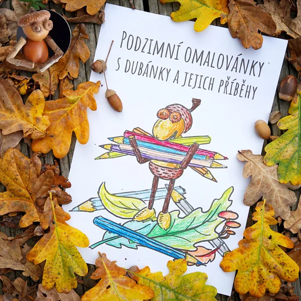 Podzimní omalovánky s dubánky a jejich příběhy 1
