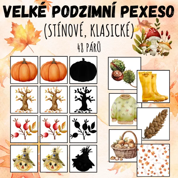 VELKÉ PODZIMNÍ STÍNOVÉ (nebo klasické) PEXESO 1