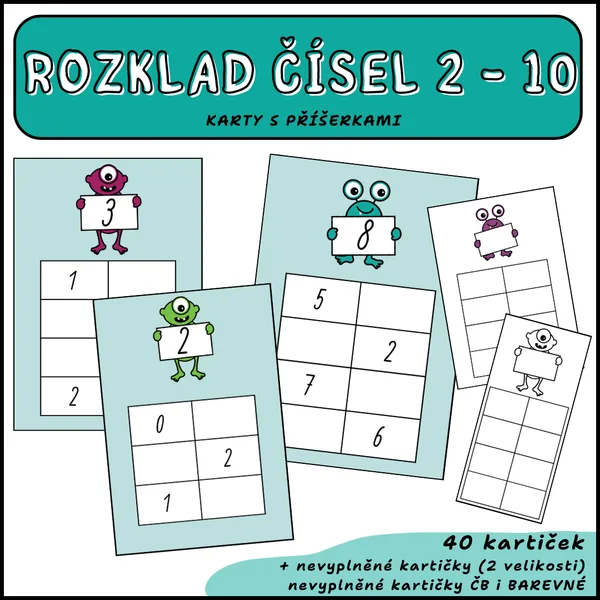Rozklad čísel s příšerkami 2-10 (kartičky) 1