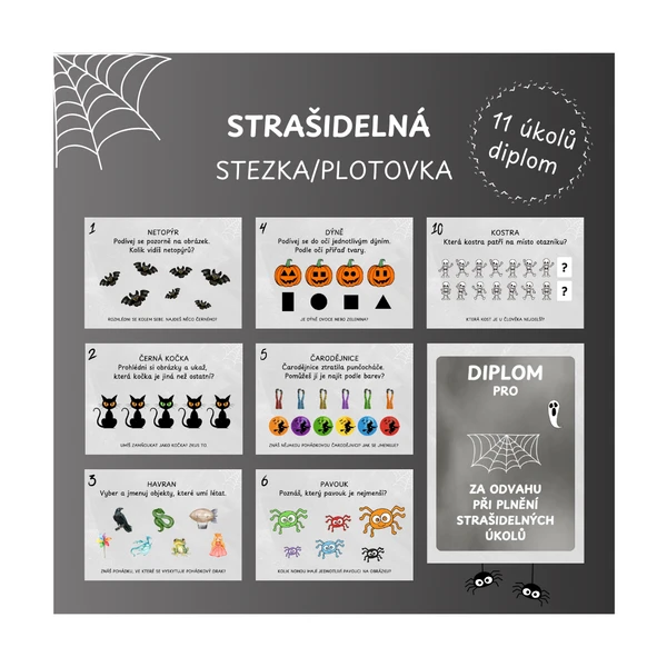 Strašidelná stezka (plotovka) - 11 úkolů pro předškolní děti 1
