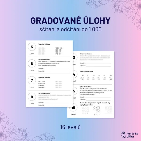 GRADOVANÉ ÚLOHY - sčítání a odčítání do 1 000 1