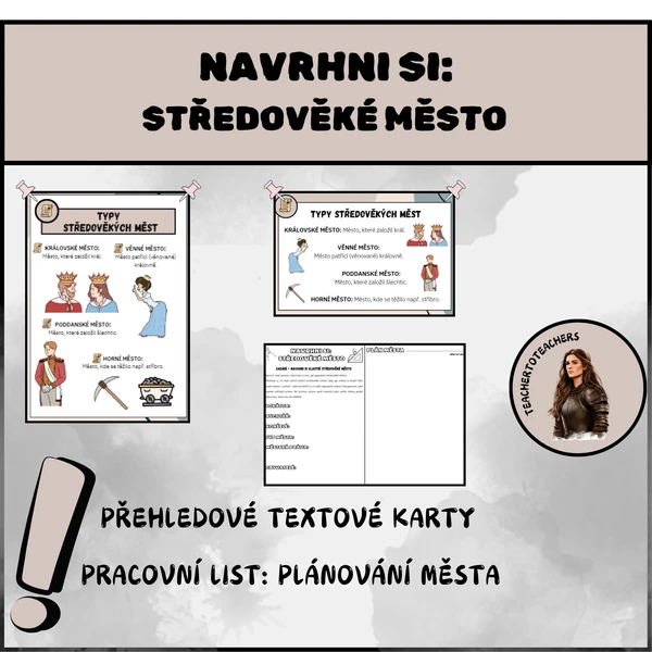 STŘEDOVĚKÉ MĚSTO - přehledové karty, pracovní list - NAVRHNI SI MĚSTO 1