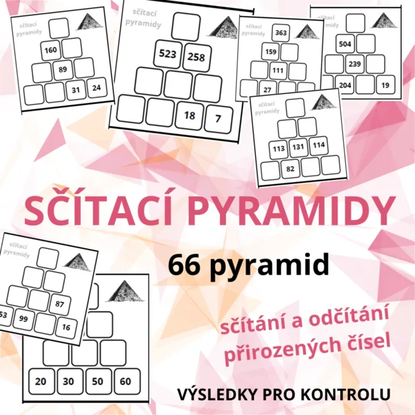 Sčítací pyramidy (66 karet a výsledky) - přirozená čísla 1