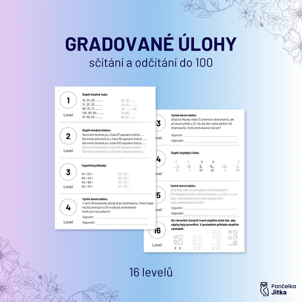 GRADOVANÉ ÚLOHY - sčítání a odčítání do 100 1