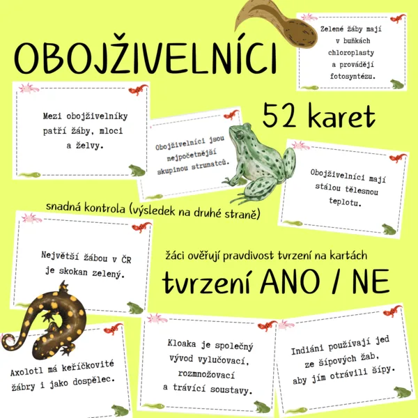 Obojživelníci - tvrzení (52 karet) 1