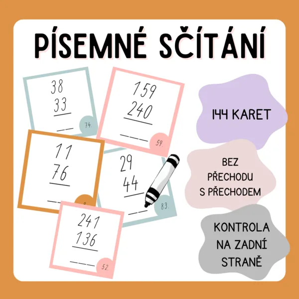 Písemné sčítání - kartičky 1