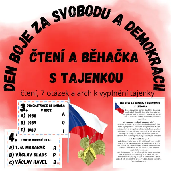 Den boje za svobodu a demokracii - 17. listopad - čtení a běhačka s tajenkou 1