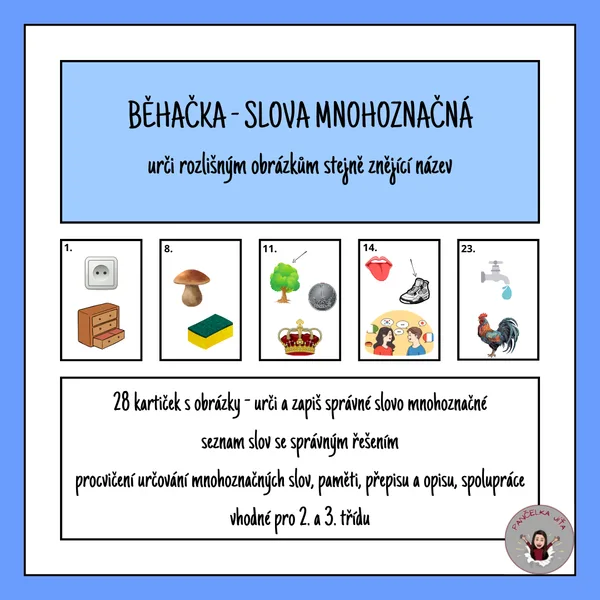 Běhačka - slova mnohoznačná - urči rozlišným obrázkům jejich společný název 1