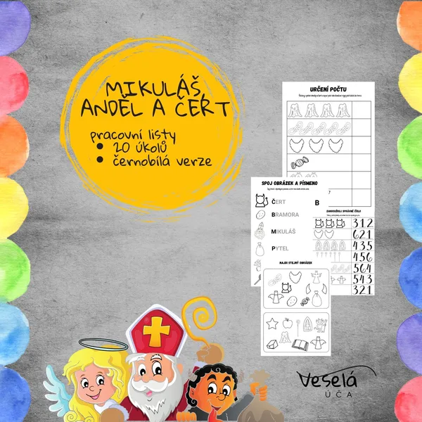 MIKULÁŠ, ANDĚL A ČERT- PRACOVNÍ LISTY 1