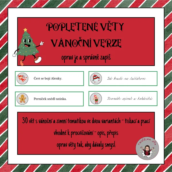 Popletené věty - Vánoční verze - oprav je a správně zapiš 1