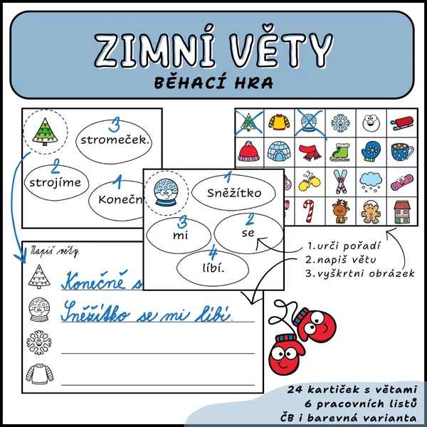 Zimní běhací hra - pořádek slov ve větě 1