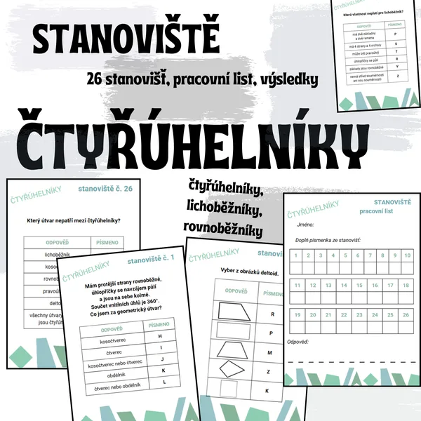 Stanoviště - čtyřúhelníky (26 stanovišť, pracovní list, výsledky) 1