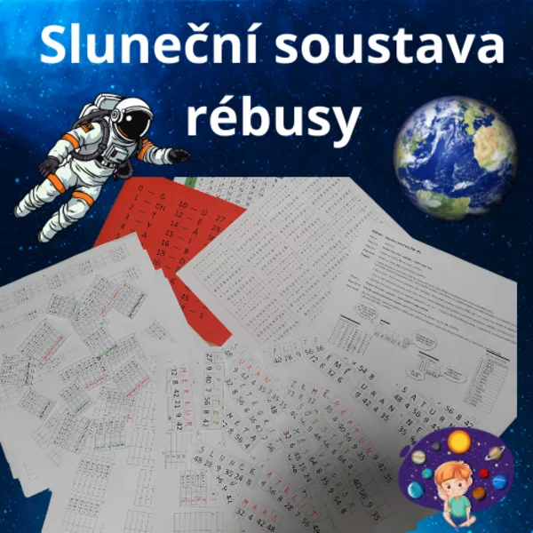 Sluneční soustava - rébusy, šifrovací tabulka 2/3 1