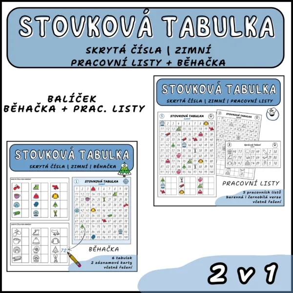Zimní stovková tabulka (skrytá čísla) - výhodný balíček 1