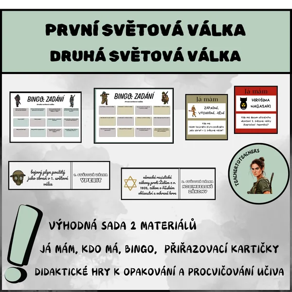 PRVNÍ A DRUHÁ SVĚTOVÁ VÁLKA - VÝHODNÁ SADA (didaktické hry) 1