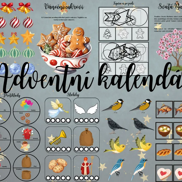 Adventní kalendář, pracovní listy 1