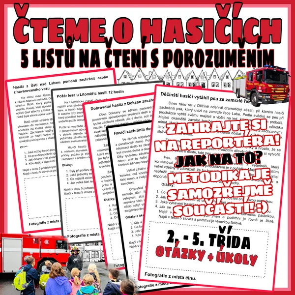 Čteme o hasičích - 5 listů čtení s porozuměním 1