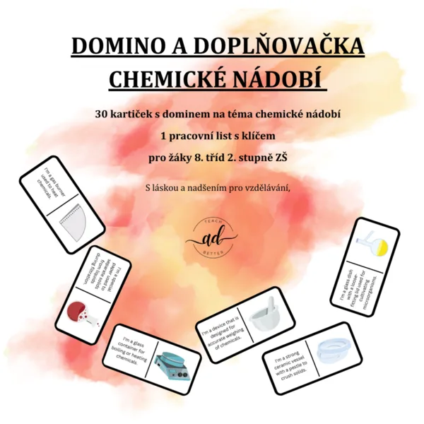 CLIL (Aj) Domino a doplňovačka - chemické nádobí 1