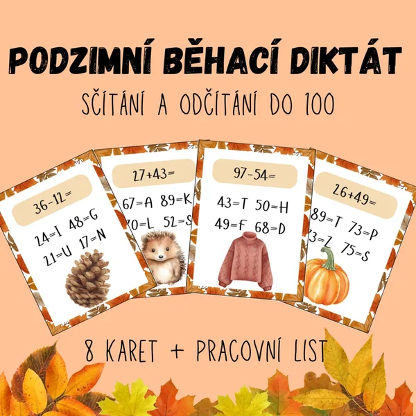 Podzimní běhací diktát - sčítání a odčítání do 100 1