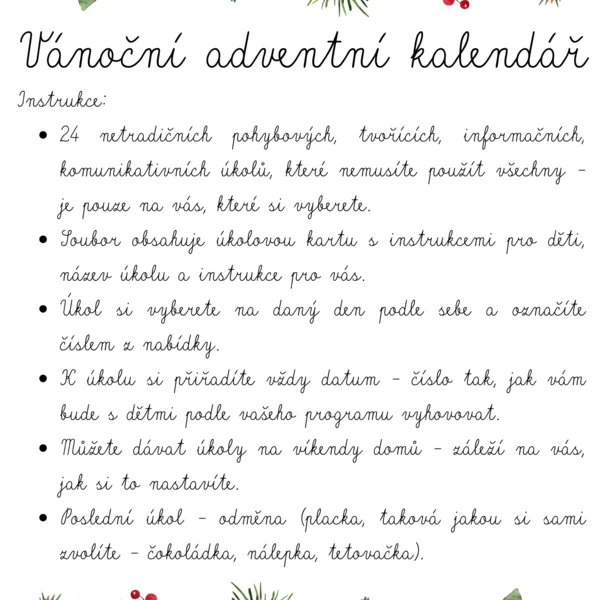 Vánoční adventní kalendář s netradičními úkoly 1