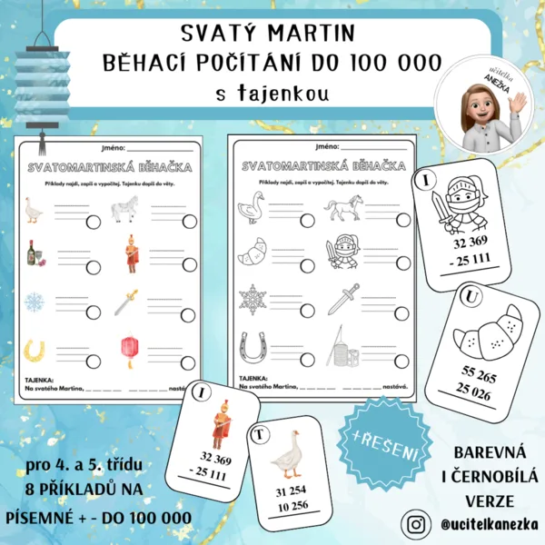 SV. MARTIN - BĚHACÍ POČÍTÁNÍ DO 100 000 s tajenkou 1