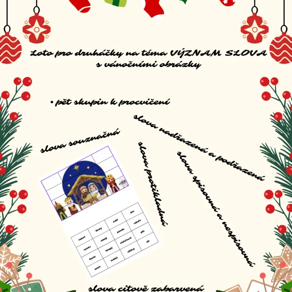 LOTO na téma VÝZNAM SLOV pro druháčky a třeťáčky 1