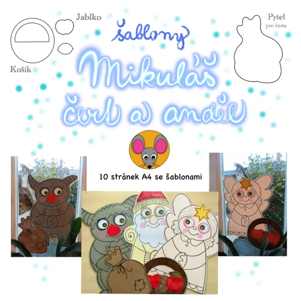 Mikuláš, čert a anděl - šablony 1