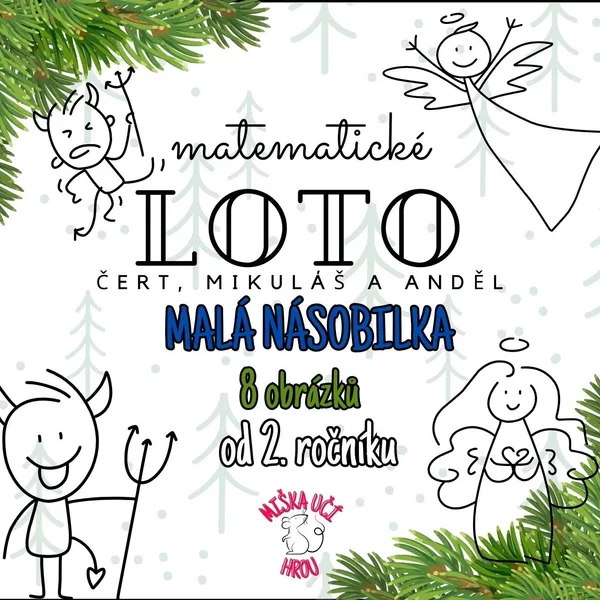 MATEMATICKÉ LOTO - Mikuláš, čert, anděl - malá násobilka - od 2. ročníku 1