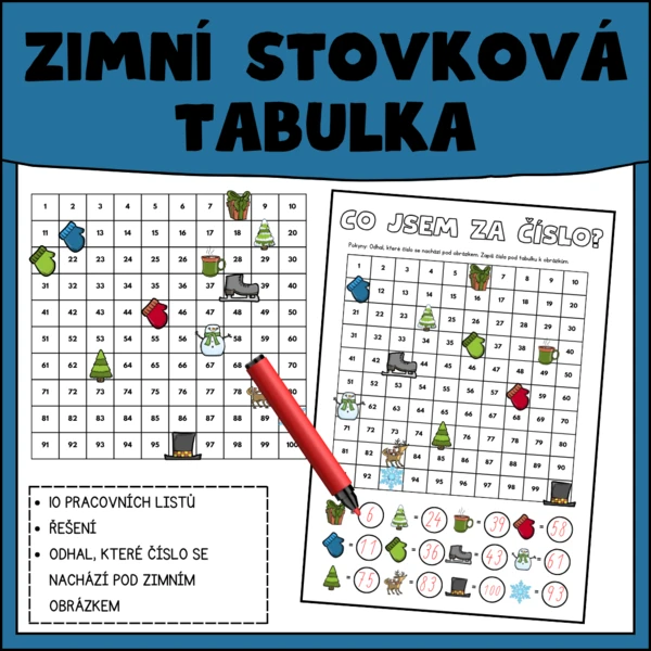 Zimní stovková tabulka - pracovní listy 1