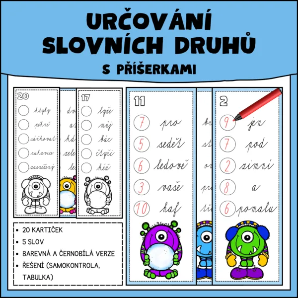 Určování slovních druhů - zimní příšerky 1